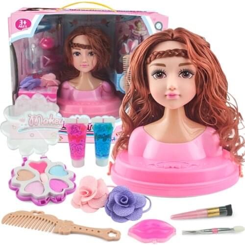 Funny Children Head Model Half Body Doll Toy Simulation Barber Makeup artist Makeup Hairstyle Beauty toy kids Girls Gift