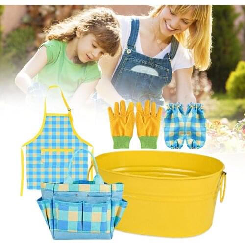 Funny Children Garden Tool Kit Kids Gardening Tool Sets Tote Bag Apron Gloves Garden Tool Toys Cute Children Garden Hand Tool