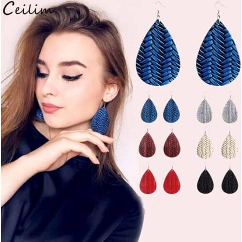 2019 Hot Big Long Faux Leather Earrings for Women Gifts Fashion Colorful Leaf Teardrop Dangle Earring Statement Jewelry
