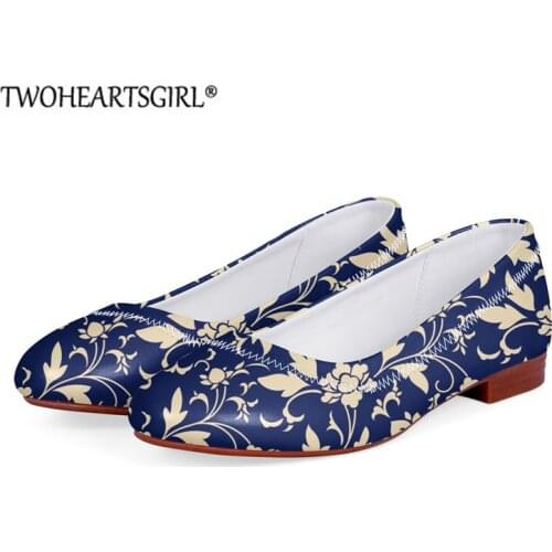 Retro Floral Design Flat Boat Shoes Womens Low-heel Shoes Round Toe Brand Loafers Fashion Single Shoes Zapatos De Mujer Size