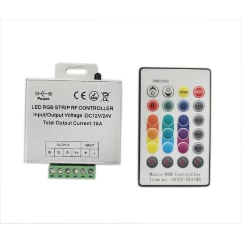10set/lot DC12V 18A 216W IR LED Music Controller 24key Remote Sound Sensor control