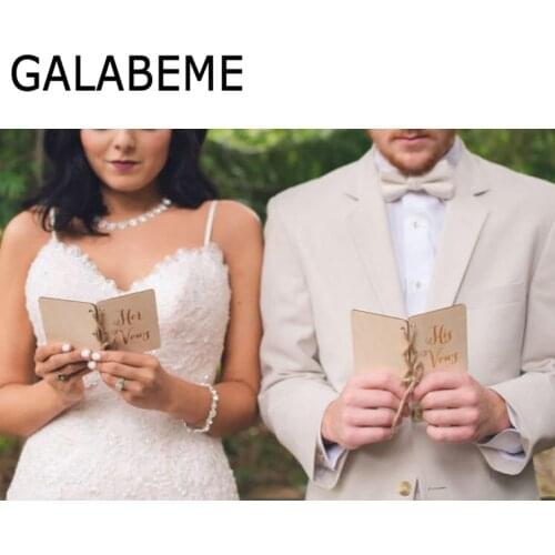 2pcs Vintage wooden cover Vow Book His Vows Her Vows Book Vow Booklets Bridal Shower Gift rustic wedding Decoration