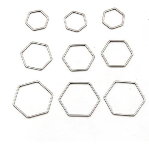 20Pcs/lot 3 Size Hexagonal charm stainless steel pendant open-type frame mold frame pressure resin DIY jewelry making