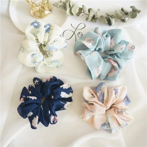 20pcs 2018 New Flower Scrunchy Headwear Hair Ribbons Ponytail Holder Hair Tie Band Grils Fabric Hair Bands Hair Accessories