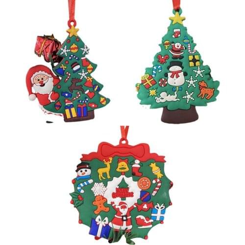 3pcs NewYear Fashion Silicone Christmas Charm Decor Set Xmas Pendant Drop Ornaments Hanging Christmas Decoration Wreath Snowman