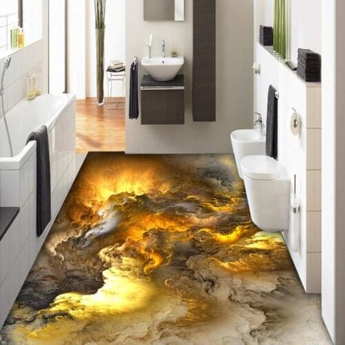 3D Flooring Wallpaper Modern Personality Abstract clouds 3D Floor Tiles Bedroom Bathroom PVC Self Adhesive Waterproof 3 D Mural