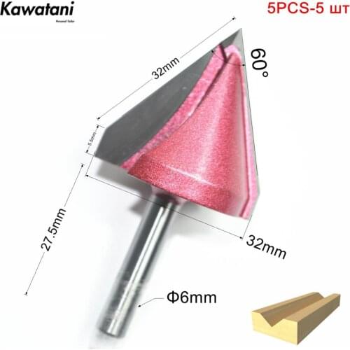 6mm*60degree*32mm-5pcs,CNC 3D V bit,CNC machine tool,PVC,MDF,Acrylic,solid Carbide end mill,woodworking insert router bit,wood