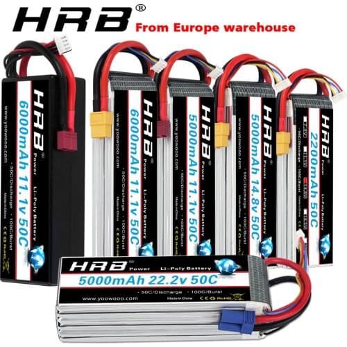 HRB Lipo Battery 3S 4S 6S 5000mah 6000mah 3300mah 2200mah 11.1v 50C lipo with XT60 deans plug for RC Car helicopter Drone Boat