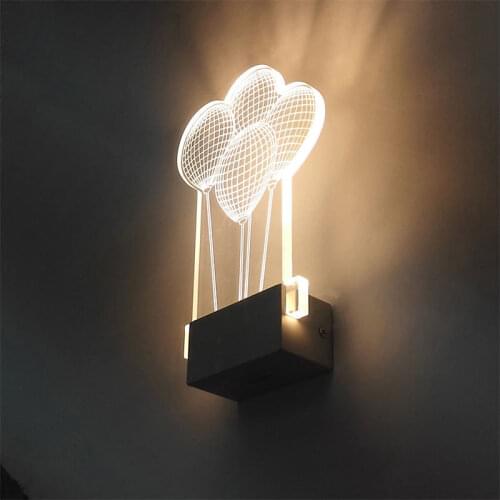 3d Acrylic Wall Lamp Balloon Shape Decoration Lamp Wall Light 80-265v Home Decor Kids Bedroom Living Room Lamp White/warm White