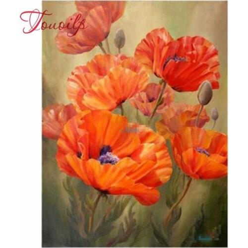 TOUOILPDaimond Painting flower poppy Rhinestones Diamant Painting Embroidery Scenery