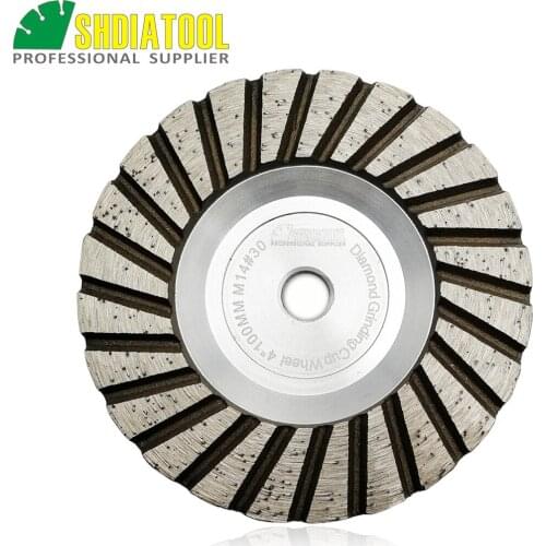SHDIATOOL 1pc Dia 100mm Aluminum Based Grinding Cup Wheel M14 Thread 4inch Diamond Grinding Disc Lower Noise