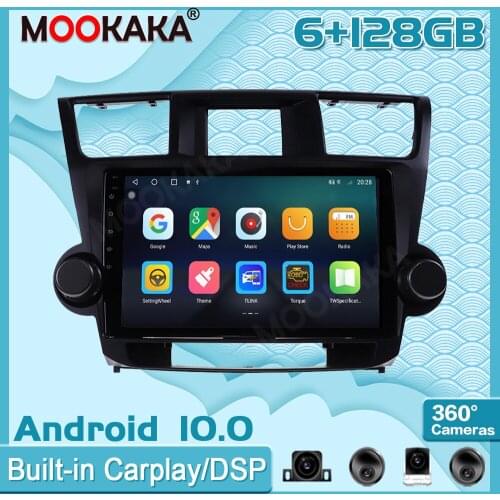 6+128G Android10 For Toyota Highlander 2009-2013 Carplay Radio Multimedia Player Car GPS Navigation Head Unit with Screen Stereo
