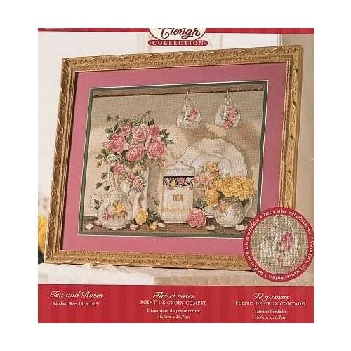 Free Delivery Top Quality Lovely Counted Cross Stitch Kit Rose Bouquet and Teapot Teacup Porcelain