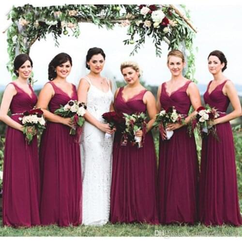 Bohemain Bridesmaid Dresses Long Lace V-Neck Country Wedding Guest Dresses Floor Length Vestido платья знаменитостей