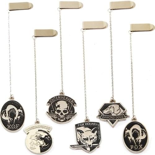 Game Metal Gear Solid Bookmark Outer Heaven Keychain Fox Hound XOF Pendant Bead Chain Students MGS Jewelry Souvenir Chaveiro