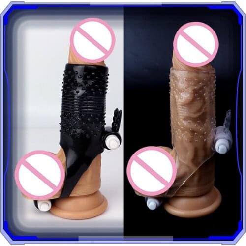 Double Vibrators Foreskin Correction Penis Sleeve Dick Extender Cock Ring Enlargement Delay Time Ejaculation Sex Toy for Men