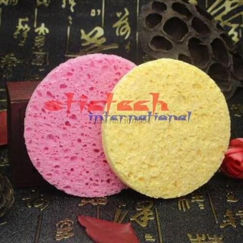 By ems or dhl 500pcs Natural Wood Fiber Face Wash Cleansing Sponge Beauty Makeup Tools Accessories Round Watermelon ,yellow