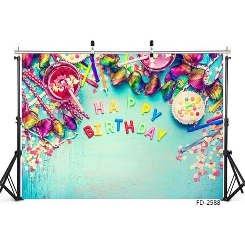 Happy Birthday Party Banner Wood Board Backdrop Decor Baby Shower Newborn Portrait Photography Background For Photo Studio Props