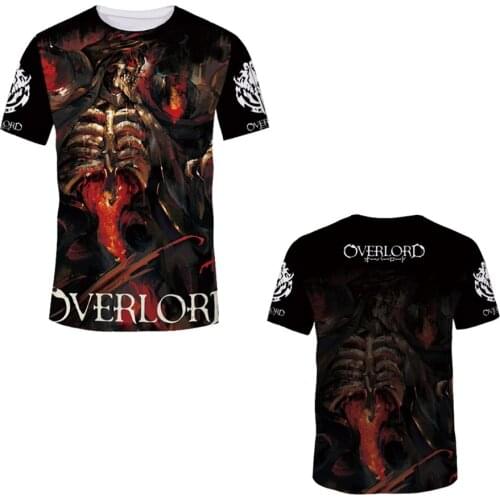 Mens Casual Print Overlord T-Shirt Ainz Modal Ooal Gown O-Neck Short Sleeve Teenager Sports Fashion tshirt Tees Streetwear Gift