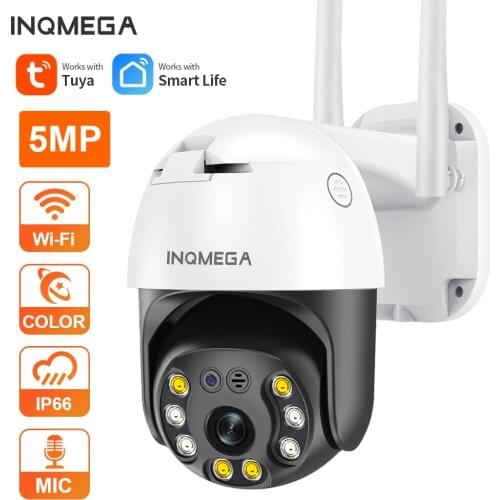 INQMEGA TUYA HD 5MP PTZ Wifi Smart Home IP Camera IP66 Waterproof Night Vision Full Color Outdoor AI Human Detect Wireless Cam