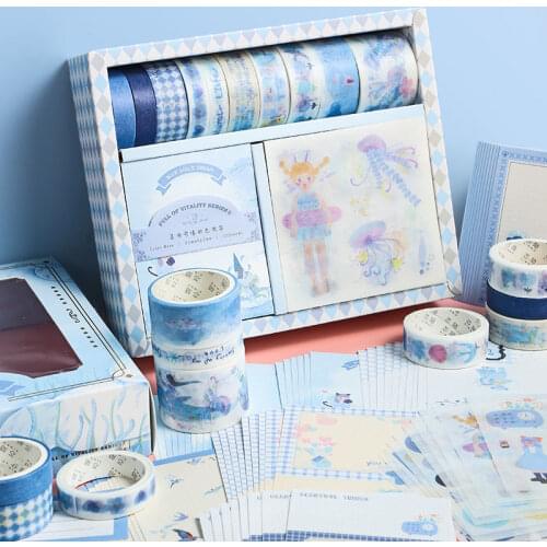 Notebook Set Diy Sticker Washi Tape Gift Box Kawaii Cute Diary Loose Leaf Notebookportable Schedule Office Stationery