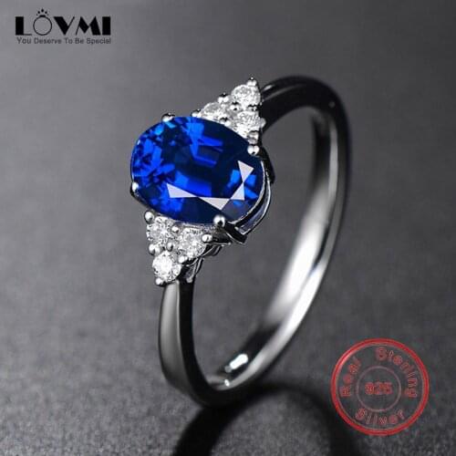 Luxury Sliver Emerald Sapphire Gemstone Womens Flower Ring Green Blue Zircon Oval Open Adjustable Size Fine Jewelry Dropship