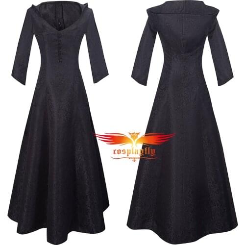 Anime Film Village Nun Cosplay Costume Women Black Gown Fancy Dress Muslim Clothes Gloves Bridesmaid Dress Night-Robe Halloween