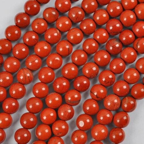 6MM Red Stone Round Loose Beads Strand 15.5 Inch Jewelry Making B344
