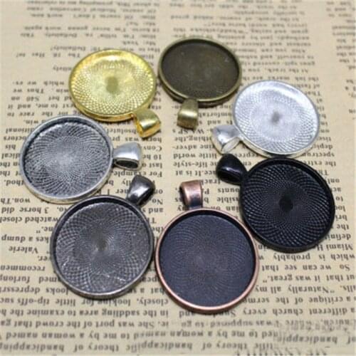 10pcs 25mm Zinc Alloy Round Pendant Blanks Base Setting Tray for Glass Gem Cameo Cabochons Bezel Diy Jewelry Making Accessories