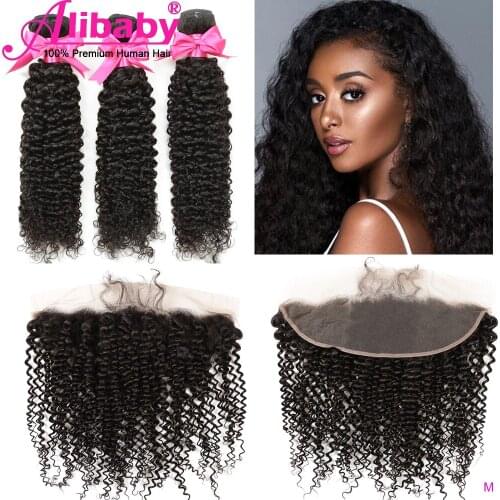 Kinky Curly Bundles Curly Bundles With Frontal Brazilian Weaving Human Hair Curls Hair Extension Human Hair Bundles 3 4 Bundles