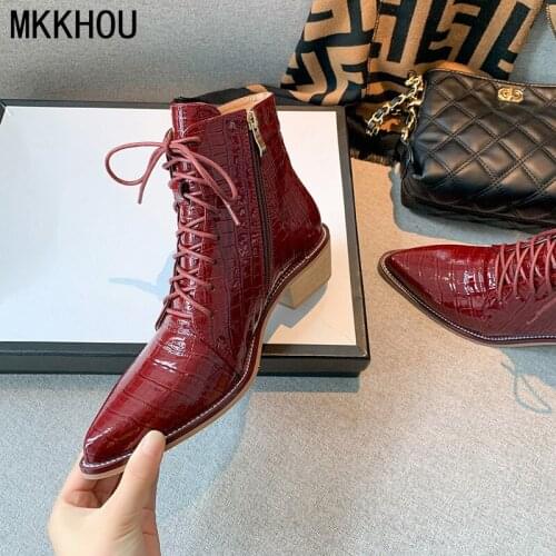 MKKHOU Fashion Short Boots Womens New Four Seasons Boots Retro Pointed Print Mid-Heel Ankle Boots Temperament Commuter Boots