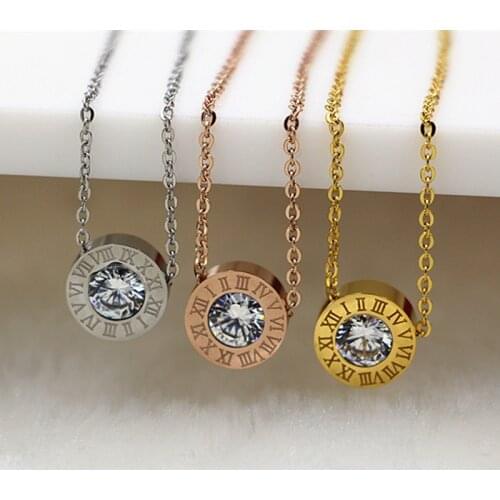 Fashion Women Necklace Stainless Steel Necklaces With Roman Numeral Luxury Women Wedding Jewelry Collars N0105