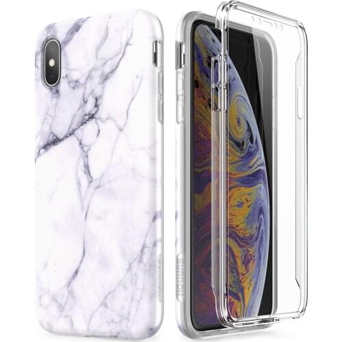 2 in 1 Marble Case For Iphone Xs Max Cover For Soft Silicone TPU 360 Full Protective Shockproof Cover For Iphone XR Case Clear