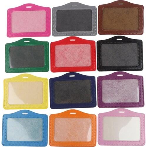 Men Business Badge Card Case PU Card Holder Women Employee Transparent Card Cover Student PU Leather ID Name Card Holder