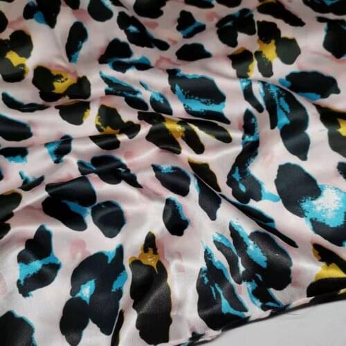 Tissue Leopard Craft Soft Satin Fabric DIY Lining Material Flower Glossy Polyester Charmeuse Fabric 100CM