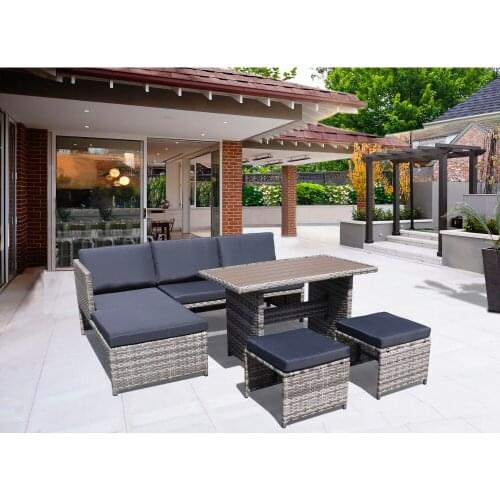 Outdoor PE Rattan Sofa Set of 5 outdoor 3-seater sofa Modern design