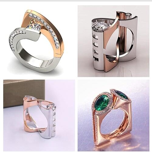 Luxury Fashion Female Zircon Finger Ring Unique Style Gold Color Engagement Ring Vintage Wedding Rings For Women