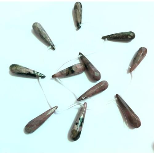 Wholesale 1string Natural Rhodonite Gem stone Beads 10x37mm Faceted Tear Drop Beads,Loose Stone Beads For Jewelry making 15.5"