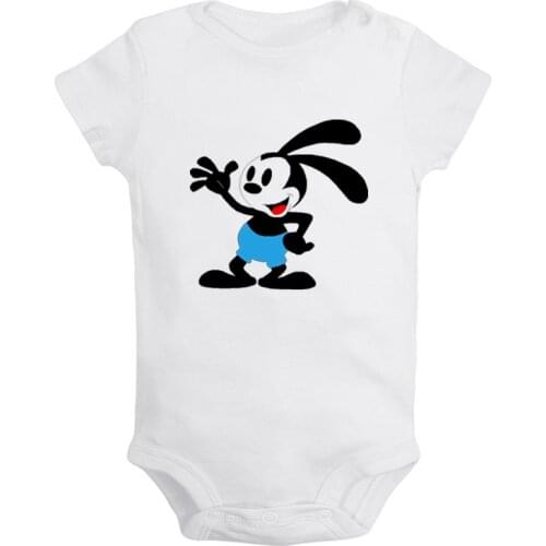 Oswald the Lucky Rabbit Rabbit Duck FIG Illusion Art Newborn Baby Girl Boys Clothes Short Sleeve Romper Outfits 100% Cotton