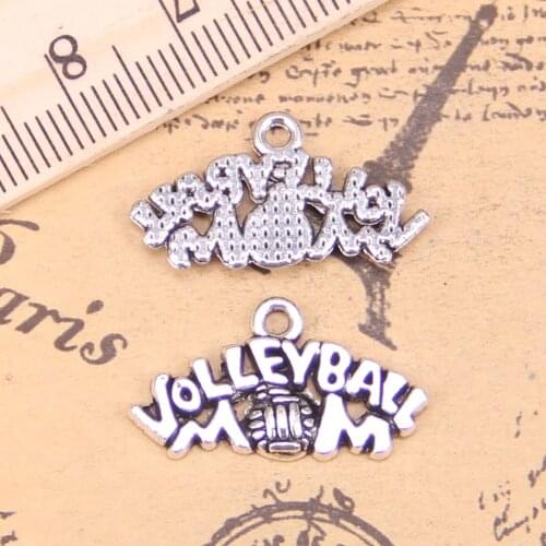 18pcs Charms volleyball mom 13x23mm Antique Pendants,Vintage Tibetan Silver Jewelry,DIY for bracelet necklace