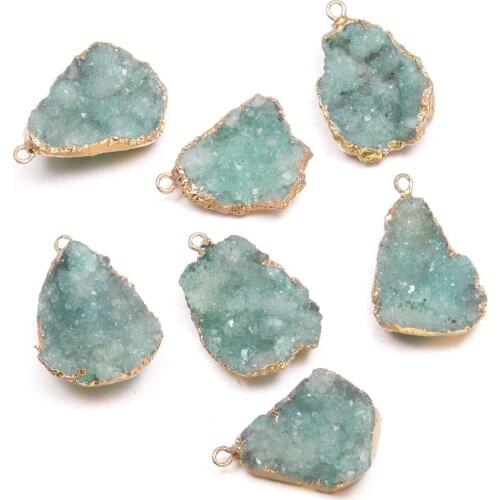Natural Druzys Pendant Quartz Stones Charms Trendy Irregular Pendants for DIY Necklaces Jewelry Making Accessories Wholesale
