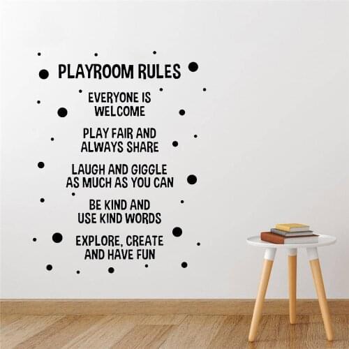 Playroom Rules Wall Stickers Nursery Kids Room Home Decor Vinyl Wall Decals Boys Gaming Room Dormitory House Decoration