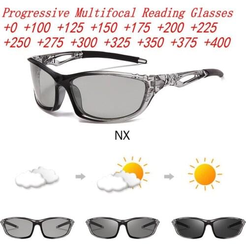 Progressive Multifocal Reading Glasses Men Sun Photochromic Presbyopia Glasses Lightweight Man Bifocal Presbyopia Sunglasses NX