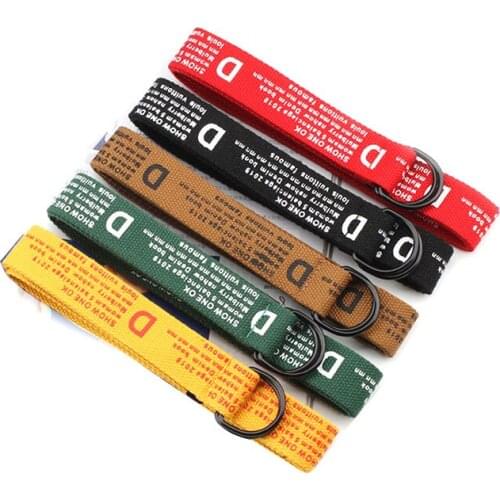 Fashion printted letter canvas Waist Strap teenager punk style double D ring buckle belt jeans trouser pant Waistband Accessory