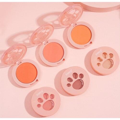 New Single Color Blush Palette Cute Cat Rouge Waterproof Lasting Natural Cheek Tint Pink Matte Fine Flash Blush Makeup Cosmetic