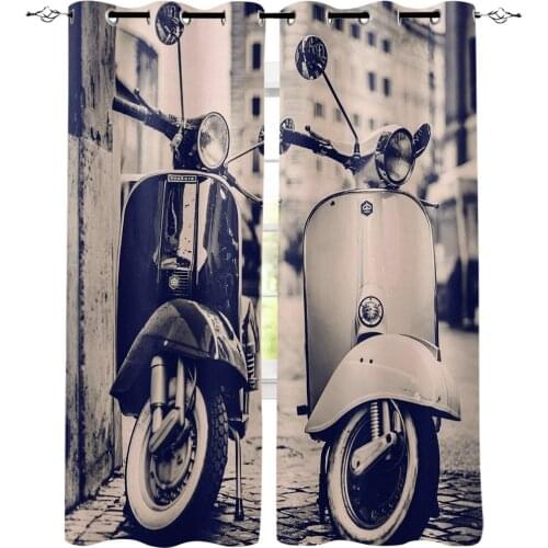 Black And White Tones Two Electric Motorcycles New Simple Curtains Home Decoration Curtains Modern Home Supplies