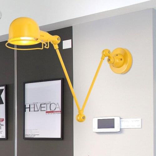 Modern telescopic swing arm wall lamp mechanical arm iron for living room retro industrial long pole Office bedroom wall lamp