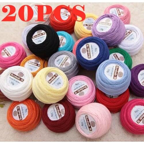 20PCS Super Mini Yarn 100% Cotton Yarn Lace Yarn Thin Yarn For Crochet Anti-pilling Hand Knitting Yarn knitting yarn 0.8mm