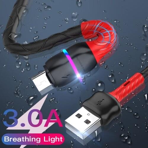 Type-C USB Cable LED Charging Indicator Quick Charge Phone Data Wire For Xiaomi Mi 11 Redmi Note 10 9 Samsung S21 Huawei P40 P30