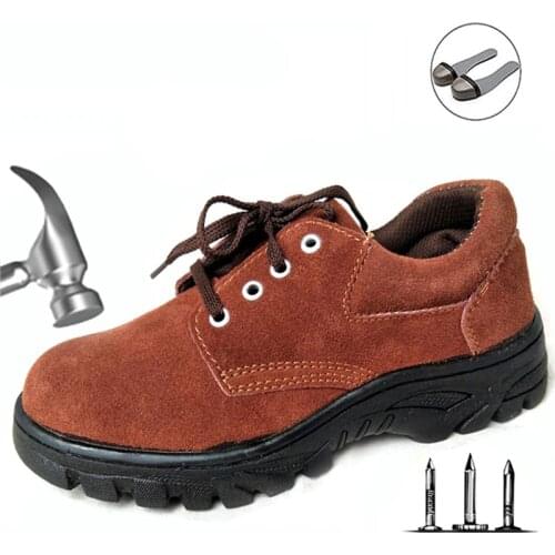 Four Seasons New Labor Insurance Shoes Anti-smashing Anti-piercing Steel Head Leather Low To Help Wear Protective Shoes Men